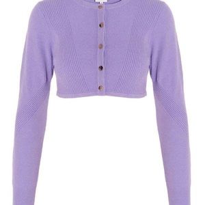 Herve Leger Boucle Purple Orchid Cropped Cardigan Size M NWT